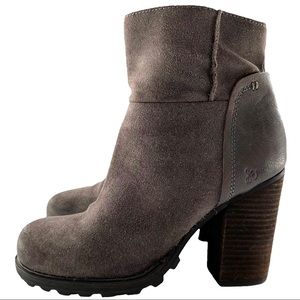 Sam Edelman Franklin Suede Leather Block Heel Ankle Boot in Grigio Gray 8.5